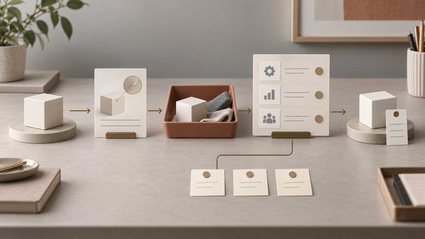 Editorial illustration of a sample deviation moving through review, rework and a controlled new version