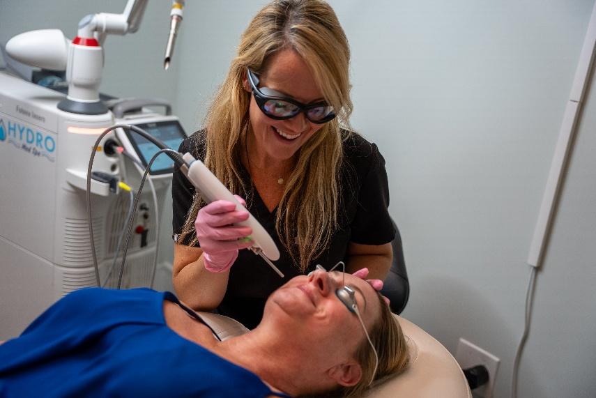 Illustrative professional laser treatment scene
